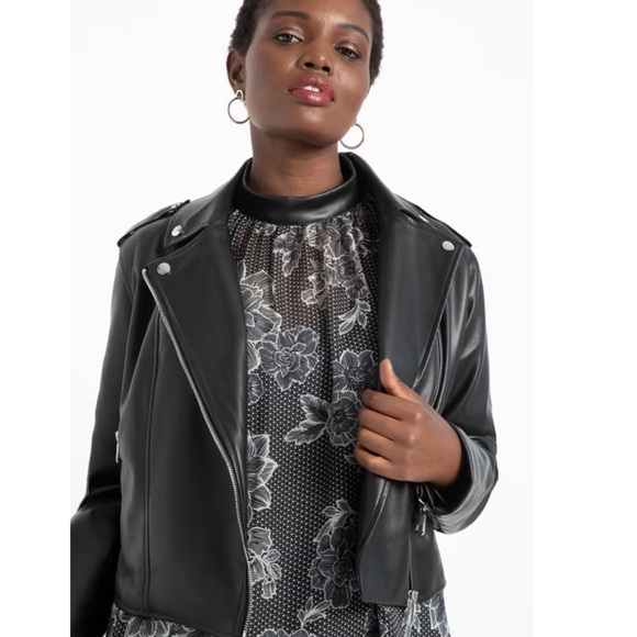 💋NWT💋 ELOQUII Buttery Soft Faux Leather Lined Moto Jacket  Plus Size 26/28 - Picture 1 of 4